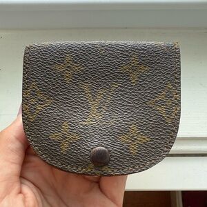Louis Vuitton Vintage Monogram coin pouch snap closure logo canvas wallet